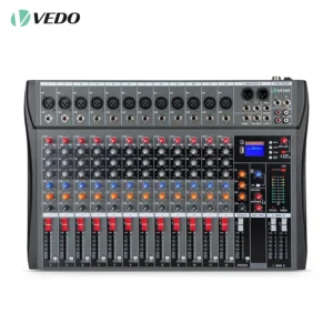 VEDO 12 Channels Professional Studio Audio Mixer USB Play And Record DJ Sound Mixing Console For Karaoke Studio Mixer Broadcast